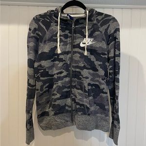 Nike Zip Up Heather Grey Navy Camo Jacket Light Weight